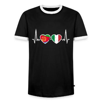 Eritrea Italien Vintage Herzschlag Flagge Eritreer - Männer Kontrast-T-Shirt - Schwarz/Weiß - Vorne - AI Model Female 172 light (172cm) & AI Model Male 178 light (178cm)
