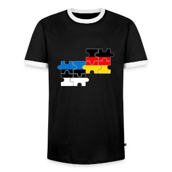 Estonie Allemagne Drapeau Allemagne Este - T-shirt contrasté Homme - noir/blanc - Devant - AI Model Female 172 light (172cm) & AI Model Male 178 light (178cm)