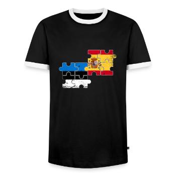 Estland Spanien Vintage Flagge Spanisch Este - Männer Kontrast-T-Shirt - Schwarz/Weiß - Vorne - AI Model Female 172 light (172cm) & AI Model Male 178 light (178cm)