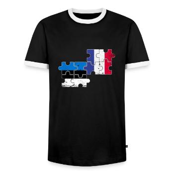Estland Frankreich Vintage Flagge Französisch Este - Männer Kontrast-T-Shirt - Schwarz/Weiß - Vorne - AI Model Female 172 light (172cm) & AI Model Male 178 light (178cm)