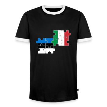 Estland Italien Flagge Italienisch Este - Männer Kontrast-T-Shirt - Schwarz/Weiß - Vorne - AI Model Female 172 light (172cm) & AI Model Male 178 light (178cm)