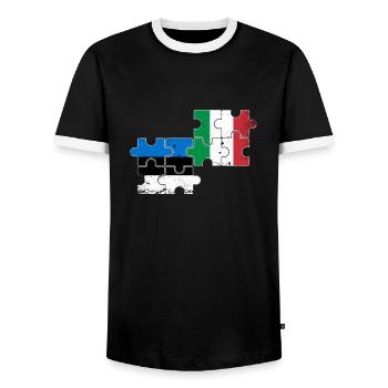 Estonia Italy Vintage Flag Italian Este - Men's Ringer Shirt - black/white - Front - AI Model Female 172 light (172cm) & AI Model Male 178 light (178cm)
