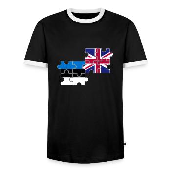 Estland UK Flagge Britisch Estnisch - Männer Kontrast-T-Shirt - Schwarz/Weiß - Vorne - AI Model Female 172 light (172cm) & AI Model Male 178 light (178cm)