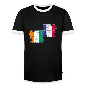 Côte d’Ivoire France Vintage Drapeau Ivoirien - T-shirt contrasté Homme - noir/blanc - Devant - AI Model Female 172 light (172cm) & AI Model Male 178 light (178cm)