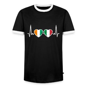 Côte d'Ivoire Italy Vintage Heartbeat Flag - Men's Ringer Shirt - black/white - Front - AI Model Female 172 light (172cm) & AI Model Male 178 light (178cm)
