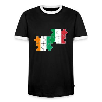 Côte d'Ivoire Italy flag Italian Ivorian - Men's Ringer Shirt - black/white - Front - AI Model Female 172 light (172cm) & AI Model Male 178 light (178cm)