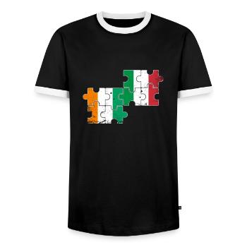 Côte d’Ivoire Italie Vintage Drapeau Ivoirien - T-shirt contrasté Homme - noir/blanc - Devant - AI Model Female 172 light (172cm) & AI Model Male 178 light (178cm)