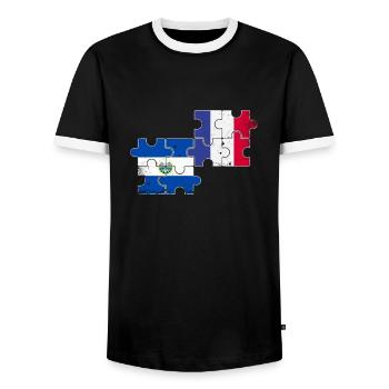 El Salvador France Vintage drapeau - T-shirt contrasté Homme - noir/blanc - Devant - AI Model Female 172 light (172cm) & AI Model Male 178 light (178cm)