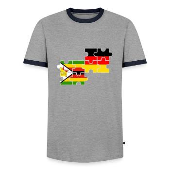 Zimbabwe Germany Flag German Zimbabwean - Men's Ringer Shirt - grey/navy  - Front - AI Model Female 172 light (172cm) & AI Model Male 178 light (178cm)