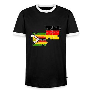Zimbabwe Allemagne Drapeau Allemand Zimbabwéen - T-shirt contrasté Homme - noir/blanc - Devant - AI Model Female 172 light (172cm) & AI Model Male 178 light (178cm)