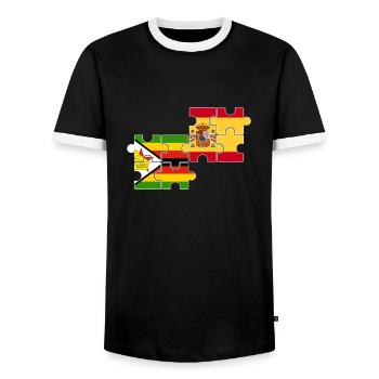 Zimbabwe Espagne Drapeau Espagnol Zimbabwéen - T-shirt contrasté Homme - noir/blanc - Devant - AI Model Female 172 light (172cm) & AI Model Male 178 light (178cm)