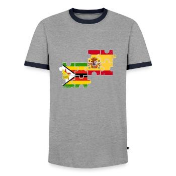 Zimbabwe Espagne Vintage drapeau espagnol zimbabwéen - T-shirt contrasté Homme - gris/marine  - Devant - AI Model Female 172 light (172cm) & AI Model Male 178 light (178cm)