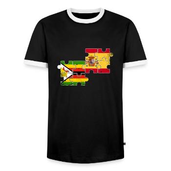 Zimbabwe Espagne Vintage drapeau espagnol zimbabwéen - T-shirt contrasté Homme - noir/blanc - Devant - AI Model Female 172 light (172cm) & AI Model Male 178 light (178cm)