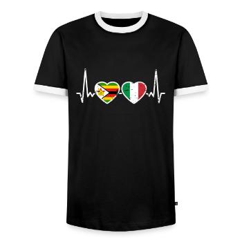 Zimbabwe Italie Vintage Heartbeat drapeau - T-shirt contrasté Homme - noir/blanc - Devant - AI Model Female 172 light (172cm) & AI Model Male 178 light (178cm)