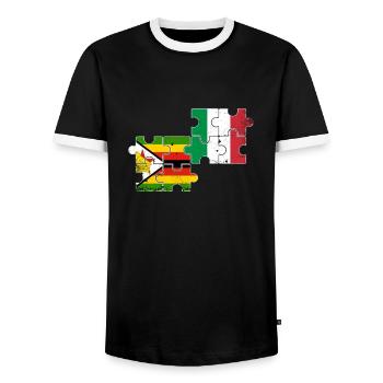 Zimbabwe Italie Vintage drapeau zimbabwéen - T-shirt contrasté Homme - noir/blanc - Devant - AI Model Female 172 light (172cm) & AI Model Male 178 light (178cm)