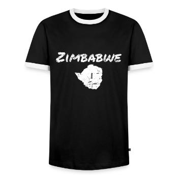 Zimbabwe Vintage carte Zimbabwe Zimbabwéen - T-shirt contrasté Homme - noir/blanc - Devant - AI Model Female 172 light (172cm) & AI Model Male 178 light (178cm)