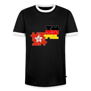 Hong Kong Germany Flag German Hong Kongers - Men's Ringer Shirt - black/white - Front - AI Model Female 172 light (172cm) & AI Model Male 178 light (178cm)