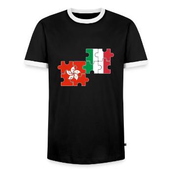Hong Kong Italie Drapeau Italien Hong Kong - T-shirt contrasté Homme - noir/blanc - Devant - AI Model Female 172 light (172cm) & AI Model Male 178 light (178cm)