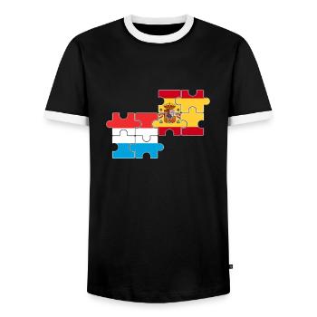 Luxembourg Espagne Drapeau Espagnol Luxembourgeois - T-shirt contrasté Homme - noir/blanc - Devant - AI Model Female 172 light (172cm) & AI Model Male 178 light (178cm)