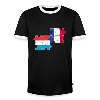 Luxembourg France Drapeau Français Luxembourgeois - T-shirt contrasté Homme - noir/blanc - Devant - AI Model Female 172 light (172cm) & AI Model Male 178 light (178cm)