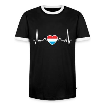 Luxembourg Heartbeat Luxembourgeois Luxembourgeois - T-shirt contrasté Homme - noir/blanc - Devant - AI Model Female 172 light (172cm) & AI Model Male 178 light (178cm)