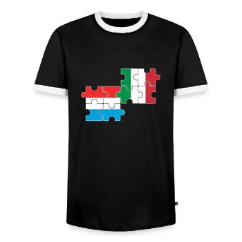 Luxemburg Italien Flagge Italienisch Luxemburger - Männer Kontrast-T-Shirt - Schwarz/Weiß - Vorne - AI Model Female 172 light (172cm) & AI Model Male 178 light (178cm)