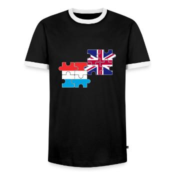 Luxembourg UK Flag British Luxembourger - Men's Ringer Shirt - black/white - Front - AI Model Female 172 light (172cm) & AI Model Male 178 light (178cm)