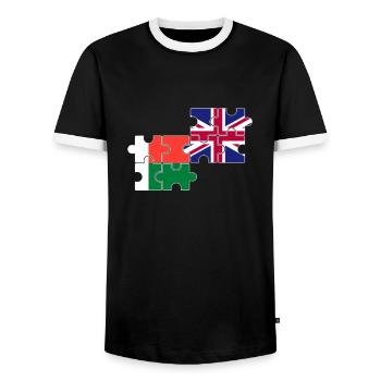 Madagascar UK Flag British Malagasy - Men's Ringer Shirt - black/white - Front - AI Model Female 172 light (172cm) & AI Model Male 178 light (178cm)