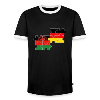 Malawi Germany Flag German Malawian - Men's Ringer Shirt - black/white - Front - AI Model Female 172 light (172cm) & AI Model Male 178 light (178cm)