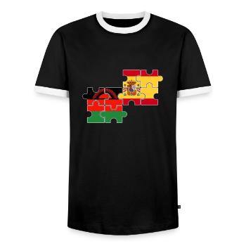 Malawi Spain Flag Spanish Malawian - Men's Ringer Shirt - black/white - Front - AI Model Female 172 light (172cm) & AI Model Male 178 light (178cm)