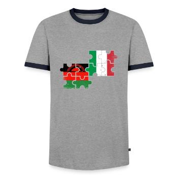 Malawi Italy Vintage Flag Italian Malawian - Men's Ringer Shirt - grey/navy  - Front - AI Model Female 172 light (172cm) & AI Model Male 178 light (178cm)