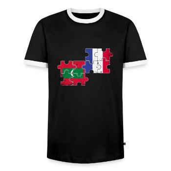 Maldives France Vintage Drapeau Maldivien - T-shirt contrasté Homme - noir/blanc - Devant - AI Model Female 172 light (172cm) & AI Model Male 178 light (178cm)