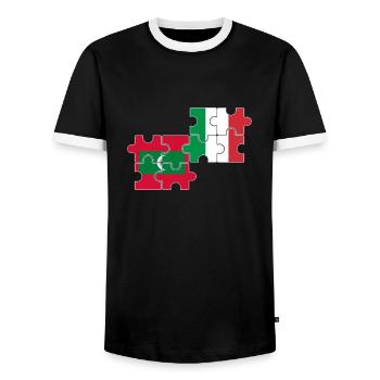 Maldives Italie Drapeau Italien Maldivien - T-shirt contrasté Homme - noir/blanc - Devant - AI Model Female 172 light (172cm) & AI Model Male 178 light (178cm)