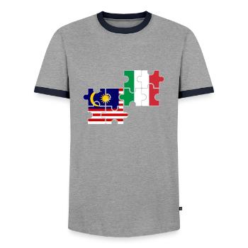 Malaisie Italie Drapeau Italien Malaisien - T-shirt contrasté Homme - gris/marine  - Devant - AI Model Female 172 light (172cm) & AI Model Male 178 light (178cm)