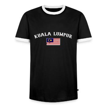 Kuala Lumpur Malaysia Vintage Malaysian Flag - Men's Ringer Shirt - black/white - Front - AI Model Female 172 light (172cm) & AI Model Male 178 light (178cm)