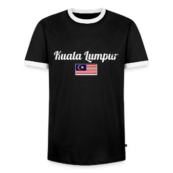 Kuala Lumpur Malaysia Vintage Flag Malaysian - Men's Ringer Shirt - black/white - Front - AI Model Female 172 light (172cm) & AI Model Male 178 light (178cm)
