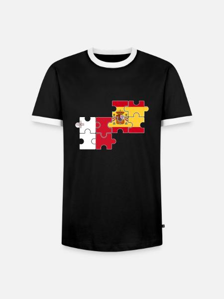 Malta Spain Flag Spanish Maltese - Men's Ringer Shirt - black/white