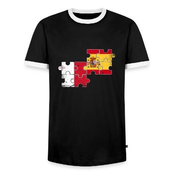 Malta Spain Vintage Flag Spanish Maltese - Men's Ringer Shirt - black/white - Front - AI Model Female 172 light (172cm) & AI Model Male 178 light (178cm)