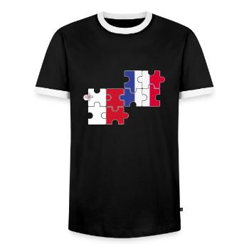 Malte France Drapeau Français Maltais - T-shirt contrasté Homme - noir/blanc - Devant - AI Model Female 172 light (172cm) & AI Model Male 178 light (178cm)