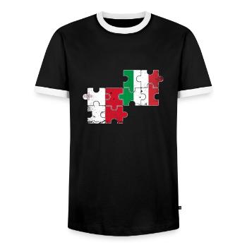 Malte Italie Vintage drapeau maltais - T-shirt contrasté Homme - noir/blanc - Devant - AI Model Female 172 light (172cm) & AI Model Male 178 light (178cm)