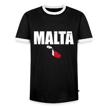 Malte Vintage carte drapeau maltais - T-shirt contrasté Homme - noir/blanc - Devant - AI Model Female 172 light (172cm) & AI Model Male 178 light (178cm)