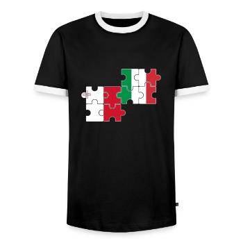 Malta, Italy, flag, Italian, Maltese - Men's Ringer Shirt - black/white - Front - AI Model Female 172 light (172cm) & AI Model Male 178 light (178cm)