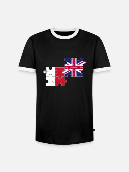 Malta UK Flag British Maltese - Men's Ringer Shirt - black/white
