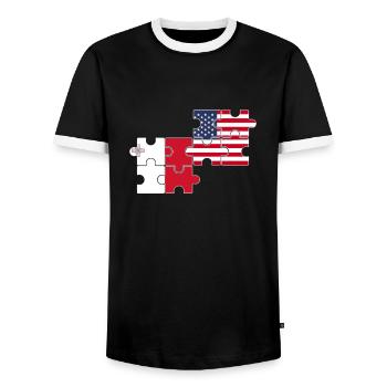 Malta, USA, flag, American, Maltese - Men's Ringer Shirt - black/white - Front - AI Model Female 172 light (172cm) & AI Model Male 178 light (178cm)