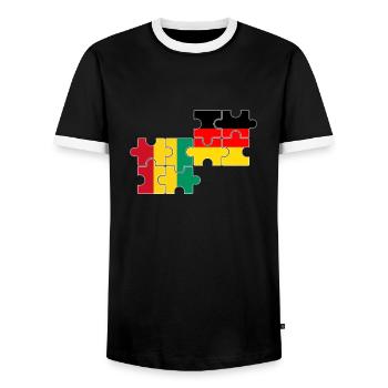 Guinée Allemagne Drapeau Guinée allemande - T-shirt contrasté Homme - noir/blanc - Devant - AI Model Female 172 light (172cm) & AI Model Male 178 light (178cm)