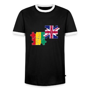 Guinée Drapeau du Royaume-Uni Guinée britannique - T-shirt contrasté Homme - noir/blanc - Devant - AI Model Female 172 light (172cm) & AI Model Male 178 light (178cm)