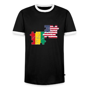 Guinée USA Drapeau Guinée américaine - T-shirt contrasté Homme - noir/blanc - Devant - AI Model Female 172 light (172cm) & AI Model Male 178 light (178cm)