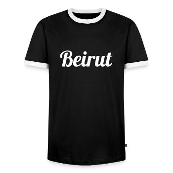 Beirut Lebanon Lebanese Lebanese - Men's Ringer Shirt - black/white - Front - AI Model Female 172 light (172cm) & AI Model Male 178 light (178cm)