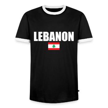 Lebanon Lebanese Flag Lebanese - Men's Ringer Shirt - black/white - Front - AI Model Female 172 light (172cm) & AI Model Male 178 light (178cm)