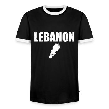 Lebanon Vintage Map Lebanese Lebanese - Men's Ringer Shirt - black/white - Front - AI Model Female 172 light (172cm) & AI Model Male 178 light (178cm)
